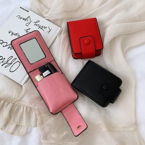 Super Pop Lipstick Bag Leather Pink Vs Chapstick Holder Mirror Cosmetic Bags Make Up Case Fashion Toiletry Makeup Bag