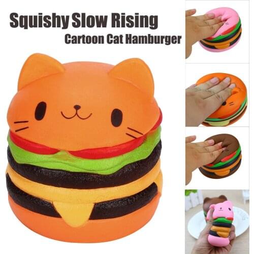 Squishy Cat Hamburger Food Squishys Cake Stress Reliever Slime toys Scented Squeeze Slow Rising Fun Toy Relieve Stress Cure Gift
