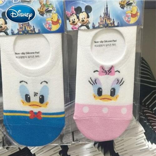 Disney cartoon Mickey Mouse Donald Duck Thin cotton boat socks Set Minnie Mickey shallow mouth invisible non-slip female socks