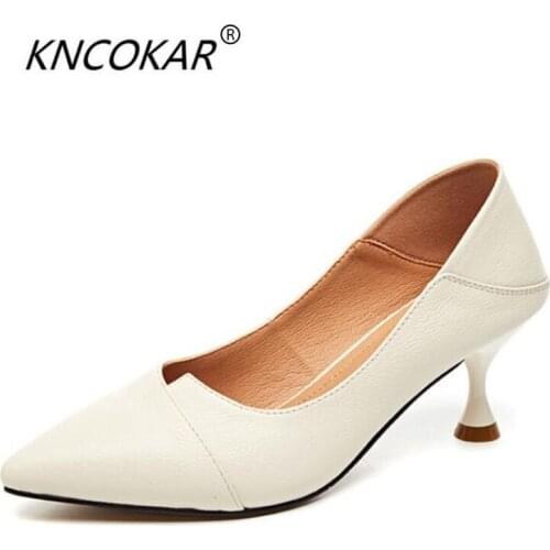 Leather high-heeled womens soft top wine glass and shallow mouth single shoes black work shoes cowhide womens shoes