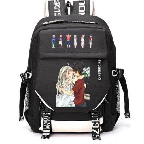 Unisex Anime Cartoon ANOHANA FES Yadomi Jinta Honma Meiko Anjyou Outdoor Travel Rucksack Casual Schoolbag Student Backpacks