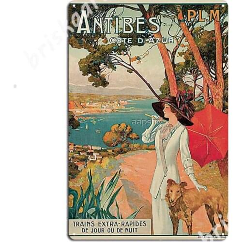 Vintage Antibes French Riviera Cote D'azur Ad Metal Signs Cinema Living Room Mural Classic Plaques Tin sign Posters