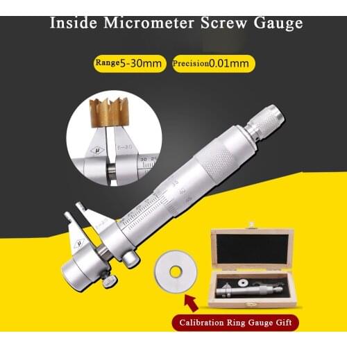 Internal Micrometer Practical Inner Diameter Caliper Measuring Tool 5-30mm Metric Inside Kit Inside Micrometer Screw Gauge Metri