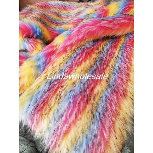 High grade rainbow raccoon fur jacquard faux fur fabric,,felt cloth,Clothing, shoe accessories
