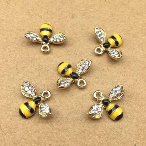 10pcs/Lot 14x18mm Tiny Bee Enamel Charm for jewelry making and crafting cute earring pendant necklace For bracelet charms