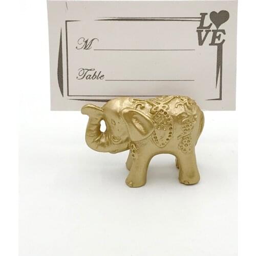 24PCS Gold Lucky Elephant Place Card Holders Name Photo Holder Wedding Baby Party Table Decoration Favors