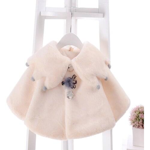 2018 Kids Winter Coats For Girls Faux Fur Warm Thick Shawl Outerwear Coats Baby Girl Cute Princess Cloak Kids Clothes for 0-3Y