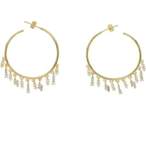 2018 Top Popular Earrings With crystal Circle Earrings Simple Earrings Big 35mm Circle Gold Color Hoop Earrings For Women