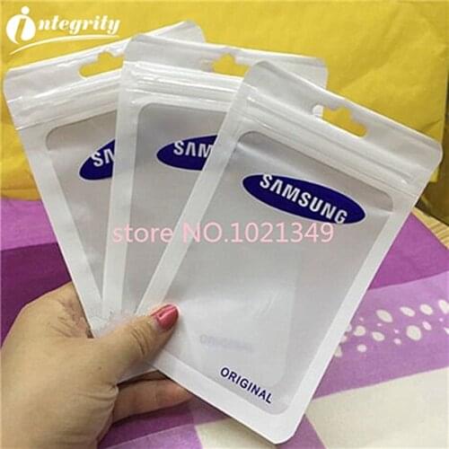 50pcs/Lot 9*15cm Zipper Retail Plastic Storage Pouches for Electronic Bluetooth Earphone Headphone Package of SANSUNG Usb Cable
