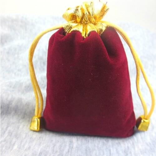 7*9cm 20pcs Phnom Penh Wine Red Jewelry Velvet Bags For Packing Gift Handmade Diy Women Jewellery Pouches Flannel Bag Drawstring