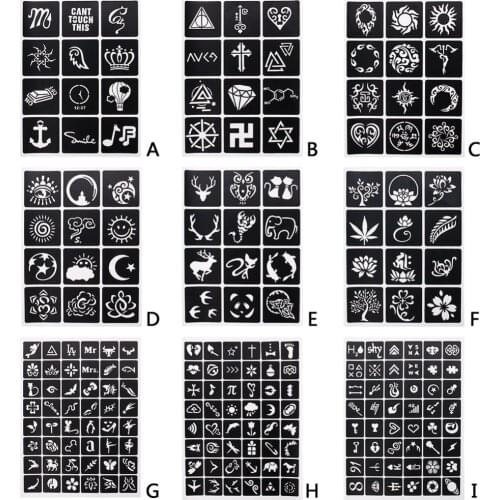 Airbrush Glitter Tattoo Stencil Women Girl Men Drawing Template Small Cute Flower Cartoon Animal Henna Tattoo Stencil #242097