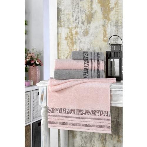 Bemucci Textile Bamboo 50x90 + 70x140 4'lü Towel Set-Zebra