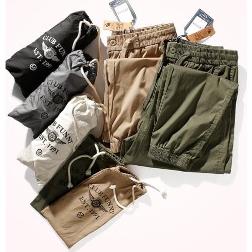 2021 Summer New Ankle-tied Pants Mens Fashion Thin Elastic Waist Drawcord Lightweight Quick Drying Loose Casual Sports Pants