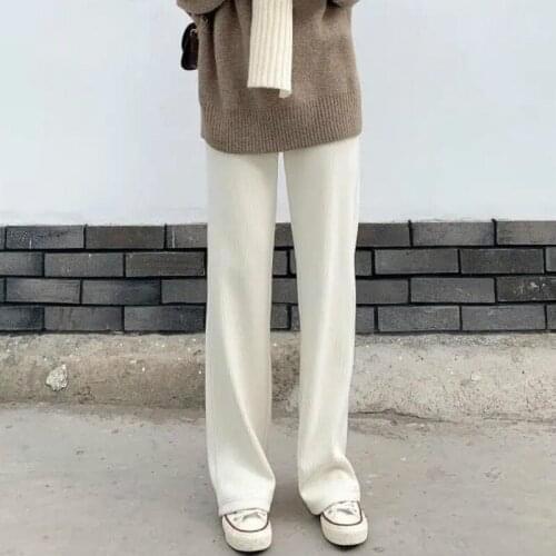 Vintage Women Corduroy Wide Leg Pants Fashion Loose Harem Palazzo Autumn Trousers Elastic Waist Solid Long Pantalon