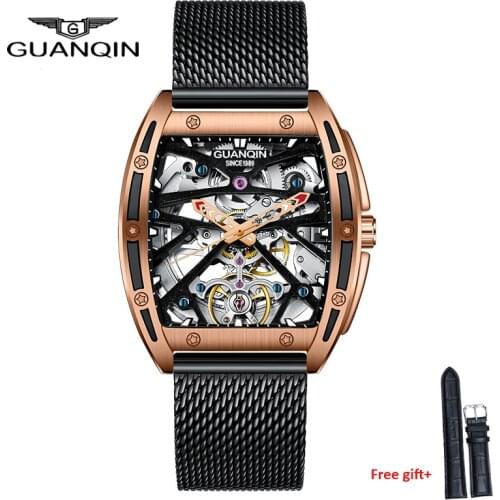 GUANQIN DESIGN Luxury Men Mechanical Wristwatch Stainless Steel Watch Top Brand Sapphire Glass Men Watches reloj hombre