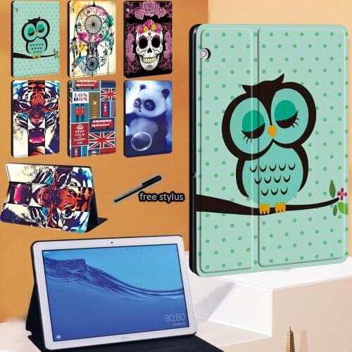 Old Image Series Tablet Case for Huawei MediaPad T3 8.0/T3 10 9.6 Inch/T5 10 10.1 Inch/ M5 Lite 10.1 Inch/M5 10.8 Inch + Stylus