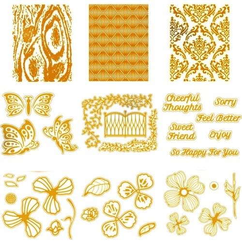 Flowers Leaves Butterfly Phrases Background Hot Foil Plate for DIY Scrapbooking Letterpress Embossing Paper Cards Craft New 2020