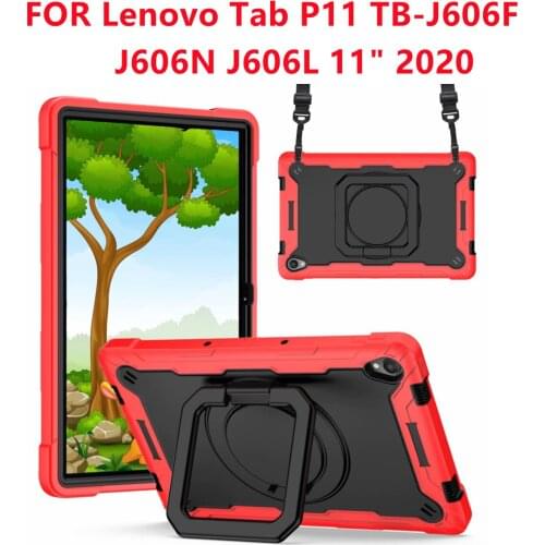 Kids Safe Shockproof Tablet Case +Strap For Lenovo Tab P11 J606F Rotating Bracket Tablet Case TB-J606F/L/N 2020 11" Cover Coque