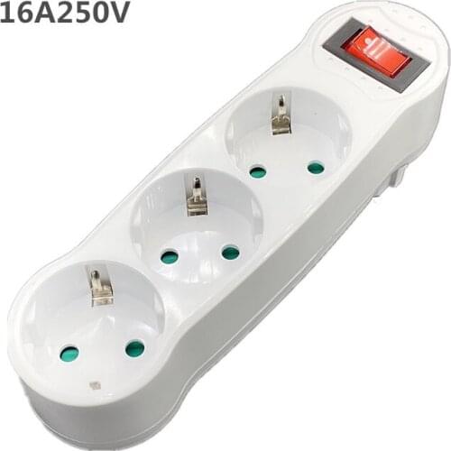 EU Standard Power Adapter Expansion Socket 16A 250V German Style Plug 1 TO 3 Way