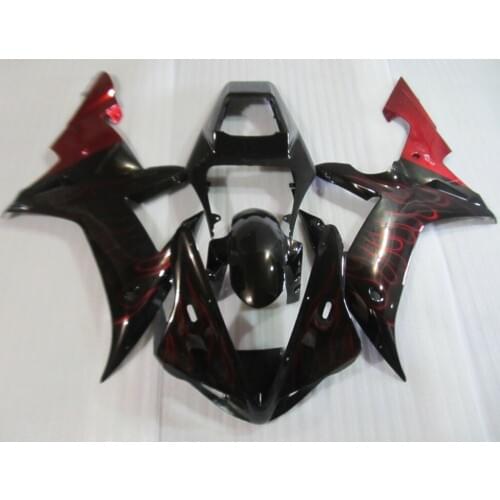 Red flames gloss black Fairing kit for YZFR1 02 03 YZF R1 2002 2003 yzfr1 YZF1000 Motorcycle ABS Fairings set+7gifts YM39