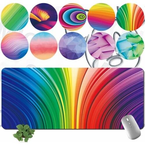 Computer Keyboard Mouse Mat Best Gaming Mouse Pad Large PU Leather Watercolor Print Series Anti-slip Office Desk Accessories