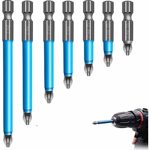 7 Pcs Electric Cross Bit Screw Strong Magnetic Anti-slip Single-head Anti-skid Bit S2 Steel Alloy Screwdriver