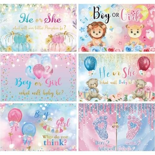 Laeacco Baby Shower Background Balloon My First Communication Party Boy Or Girl Poster Dot Photography Backdrop Photocall