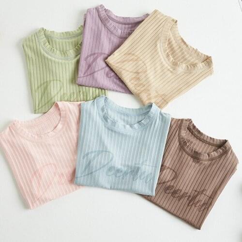 Summer Sleepwear for Boys and Girls Soft Cotton Short Sleeve Tops + shorts middle Waist Shorts Home Wear Childrens Pajamas Set