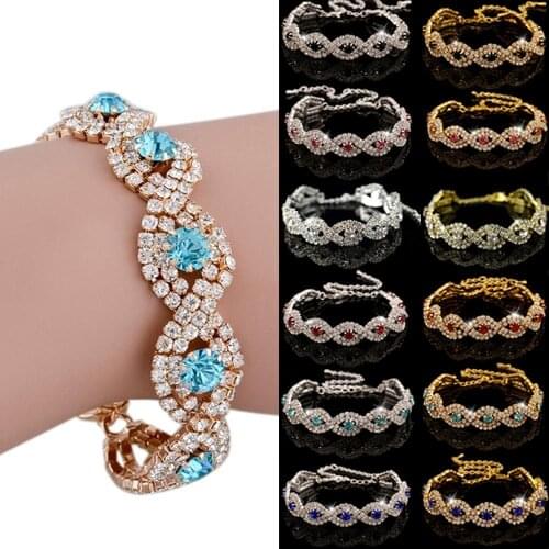 50% Hot Sales! Womens Elegant Wedding Banquet Bangle Cocktail Party Rhinestone Bracelet