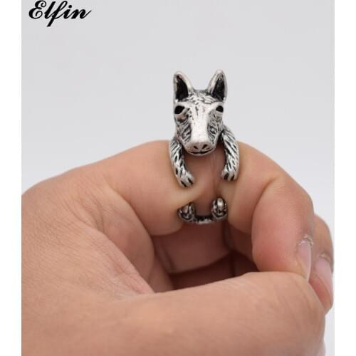 Elfin Trendy Vintage Adjustable Bull Terrier Ring Men Fashionable Cute Jewellery Rings For Women Anillos Mujer Warcraft
