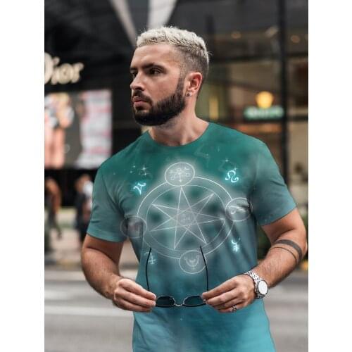 2021 Summer New Mens T-shirt Loose Clothes Short Sleeve Fashion Fantasy Series Printed O-Neck Mens T-shirt
