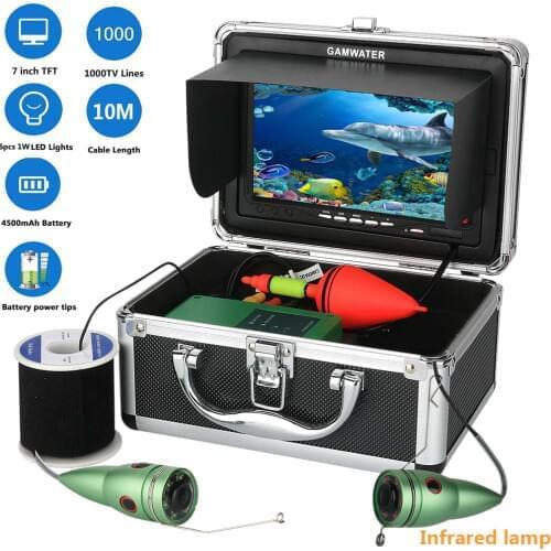 1000tvl Ice Fish Finder Underwater Fishing Video Camera Kit 6 PCS Infrared /White Lamp Lights with7" Inch Color Monitor