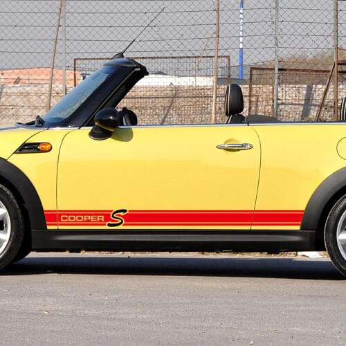Car Side Skirt Sill Racing stripe Car Sticker and Decal for BMW MINI Cooper r56 r57 r58 r60 r61 f56 r50 r53 r52 f55 Car Styling