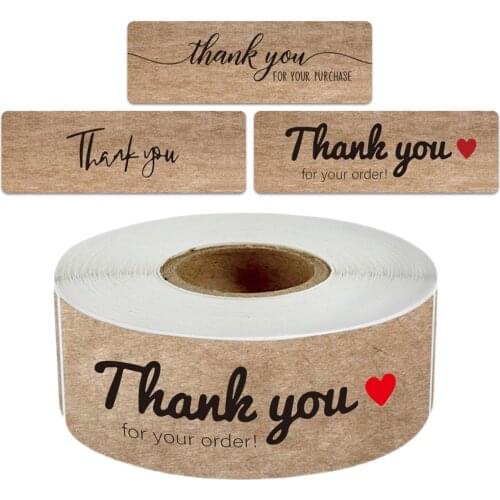 300pcs Kraft Thank You Stickers Labels Self-Adhesive Package Seals for Business Thank You For Your Order Stickers Envelope Seals