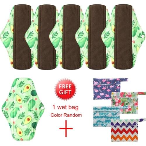 Ohbabyka 6Pcs Macaron Color Reusable Pads Bamboo Charcoal Sanitary Pads Mama Menstrual Cotton Pads Washable Panty Liner Pads