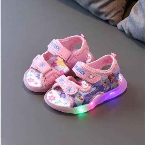 Frozen Children Soft Sole Beach Sandals Suitable For Kids Boys Girls Glowing Baby Non-slip Luminous Sandals With Led Lights