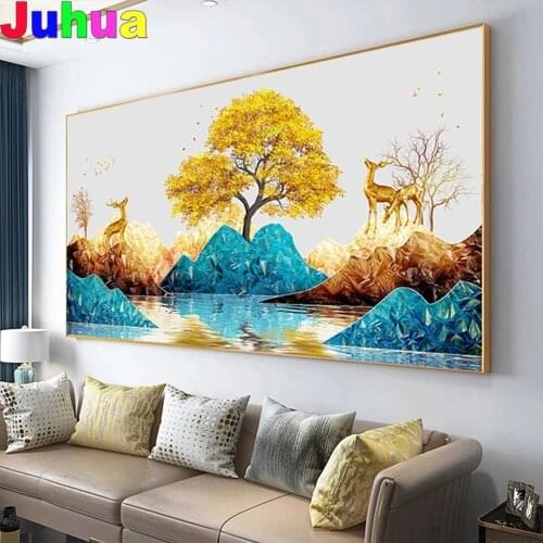 Nordic Golden Tree Deer Landscape DIY Diamond Painting Stitch kit Diamond Mosaic animal Diamond embroidery gift home decor