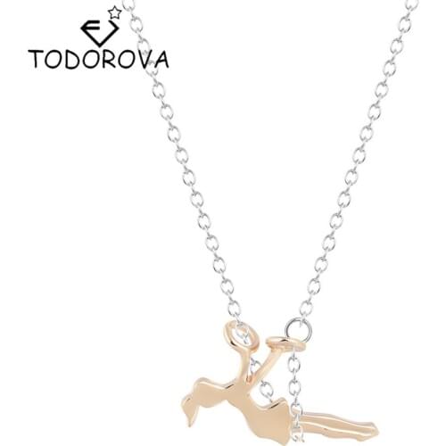 Todorova Jewelry Girl Swing Charm Necklace Best Friend Pendant Collier Femme Valentines Day Gift for Women