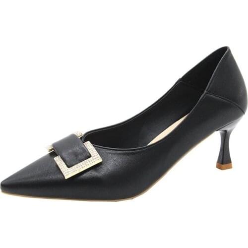 2020 spring and autumn fashion new style women Classic pumps black high heel pointed toe sexy ol work leather shoes stiletto
