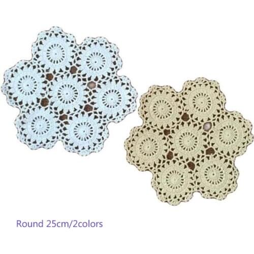 Modern Round Lace cotton placemat cup tea coaster mug kitchen drink dining table place mat cloth Crochet coffee doily glass pad