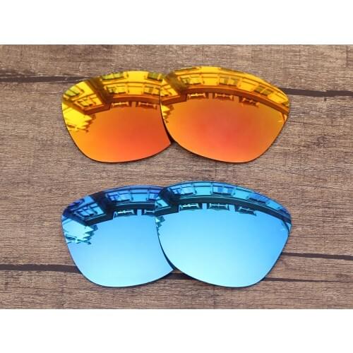 Vonxyz 2 Pairs Ice Mirror & Ruby Mirror Polycarbonate Replacement Lenses for-Oakley Frogskins Frame