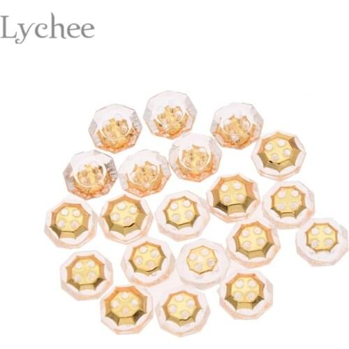 Lychee Life 20pcs Octagonal Clear Buttons Transparent Geometric Buttons DIY Sewing Supplies Accessories For Garments