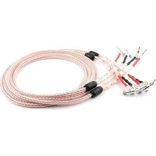 Preffair HI-End 7N OCC Copper Audiophile Speaker Cable with right angled banana plug loudspeaker cable
