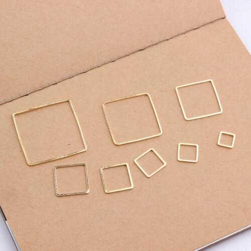 10pcs Gold/White K Square Pendant for DIY Earrings Making Earring Connector Findings Jewelry Accessories 8Sizes Wholesale