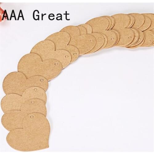 100Pcs/Lot Heart Shape Clothes Kraft Paper Hang Tags Brown Wedding Party Favor Label Price Gift Cards Tag Packing Blank Birthday