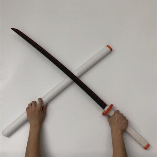 104cm Orange Rengoku Kyoujurou Sowrd 1:1 Demon Slayer Cosplay Sword Anime Ninja Knife Kimetsu no Yaiba Sword Weapon PU Prop
