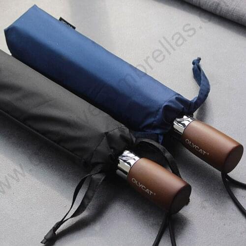 115cm 10rib 75Tsteel auto open auto close three fold anti-thunder windproof aluminium umbrella anti-oil business wooden parasol