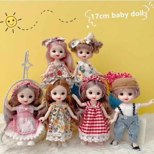 16cm Doll Set Doll with Clothe for 1/8 Bjd Doll Toys Smile Dress Up Accessories Princess Childrens Birthday Gift Toys