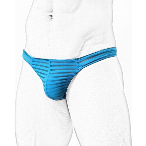 3PCS Sexy Low Waist Comfortable G-Strings & Thongs Striped Slim Translucent Mens Thong Low Waist Sexy Fashion Underwear Men