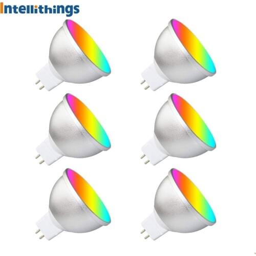6 PCS MR16 Work with Alexa Echo Google Home Automation RGBW 12 V GU5.3 Bulb 2.4G WIFI APP Voice Timer Dimmer Control